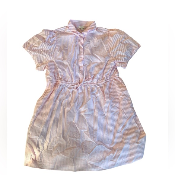 J. Crew NWT Short Sleeved Collared Mini Dress Pink and White Size 18 - Picture 2 of 10